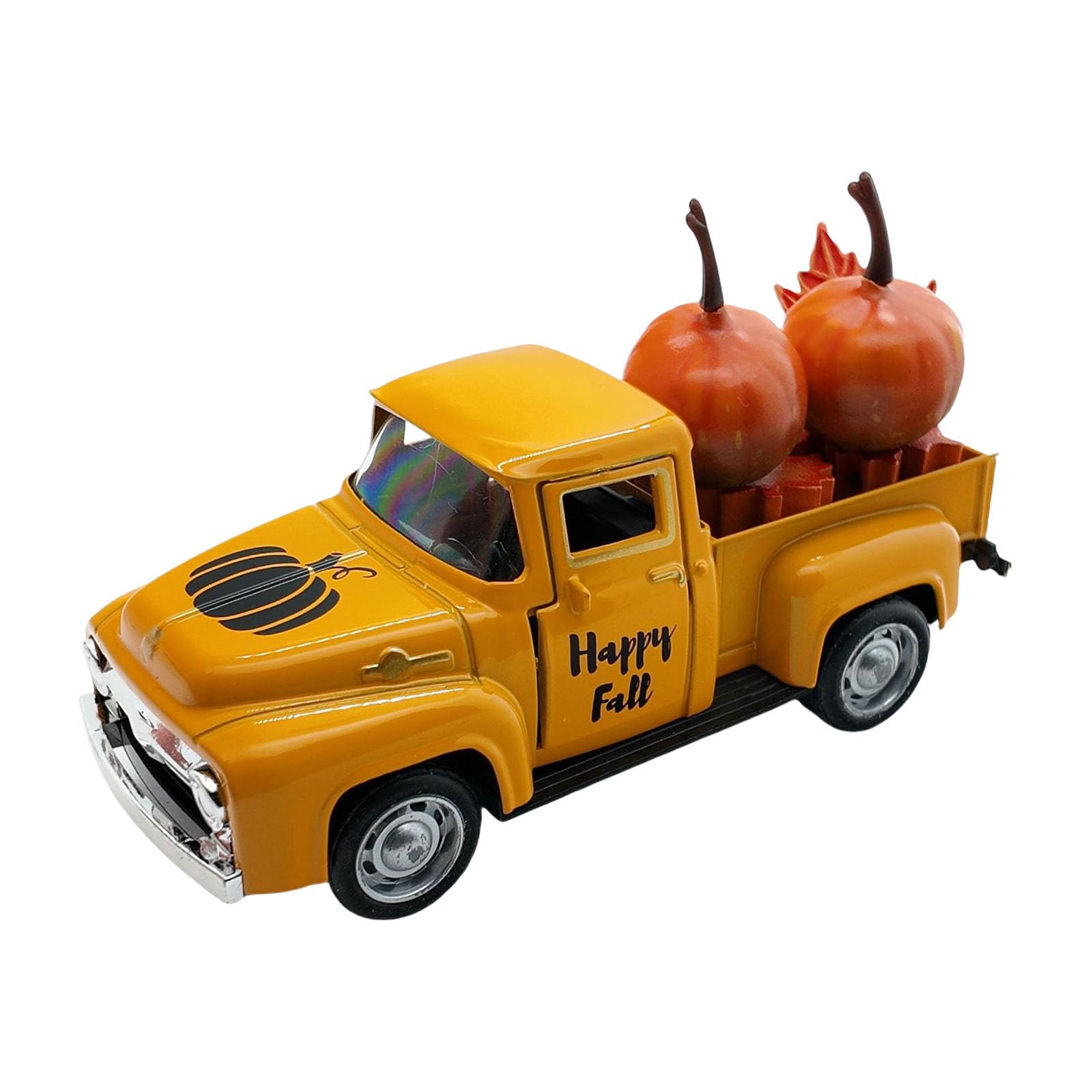 Maxtonser Metal Truck Model Collectible Ornaments with Fall Pumpkin And Maples Design For Seasonal Home Fireplaces Decoration