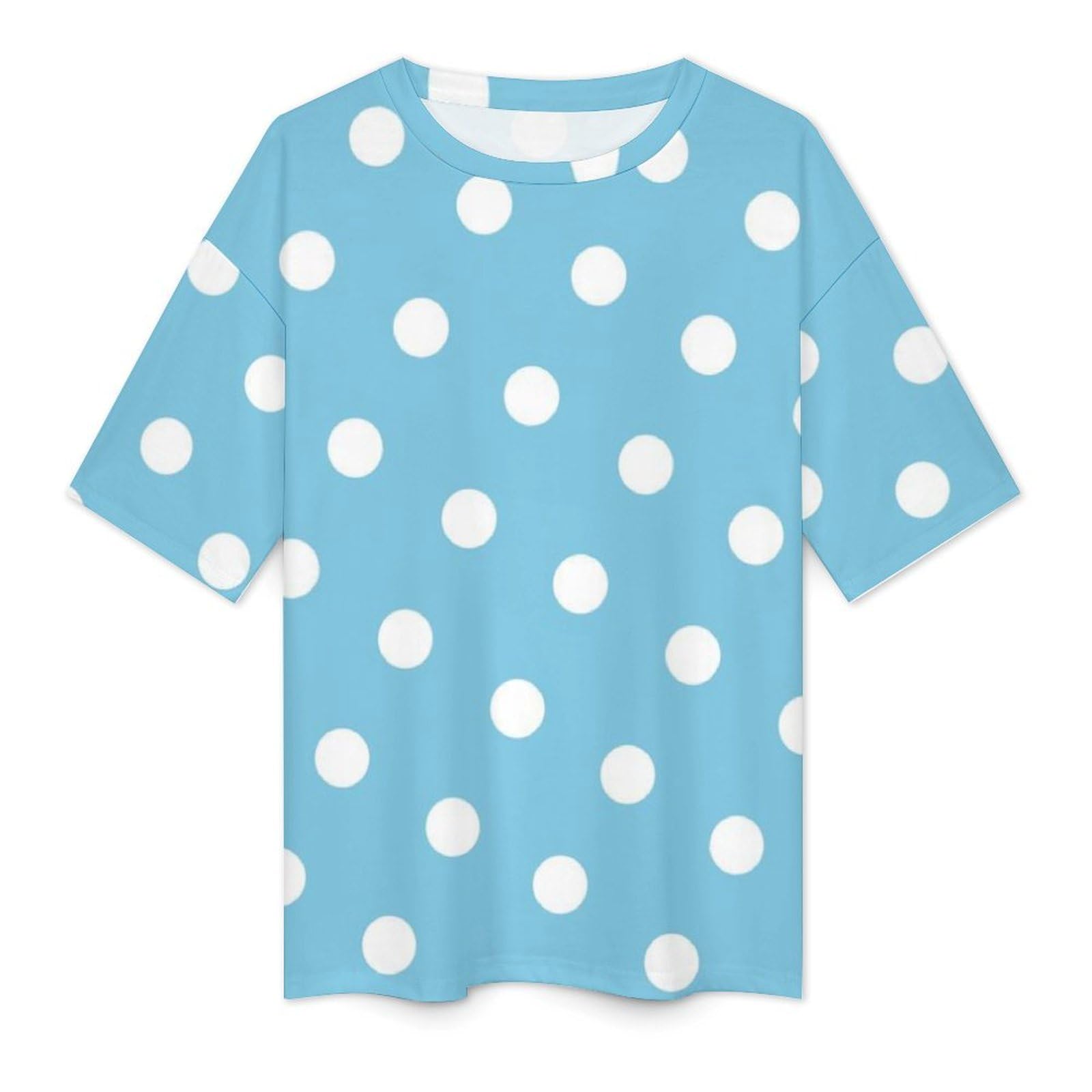 Amazon.co.jp: 半袖 Tシャツ 水色 ブルー ドット柄 水玉 レディース