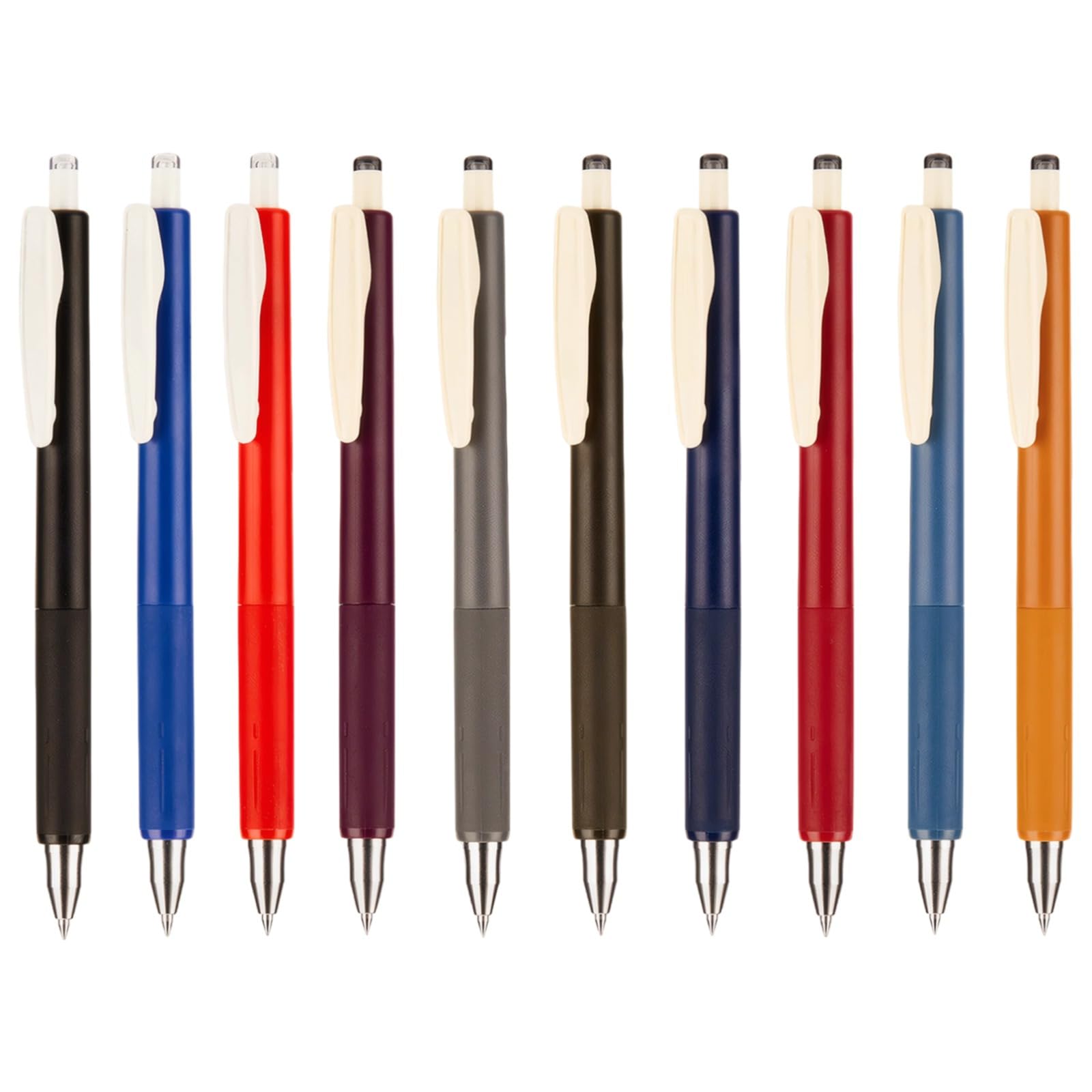 Lot de 10 stylos à encre gel rétractables de 0,38 mm avec encre lisse, corps en plastique et pointe en métal pour une écriture claire