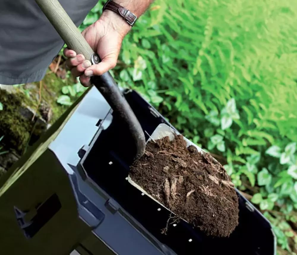Compogreen Garten Komposter 380L – Thermo-Komposter aus robustem Kunststoff mit Stecksystem, Schnellkomposter für Gartenabfälle, Schwarz
