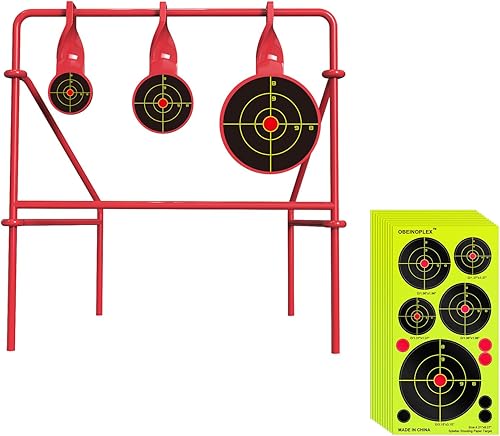 Objetivo giratorio manos libres Air Strike Pellet Shooting Target clasificado para rimfire .22, color de acero de aleación duradero rojo