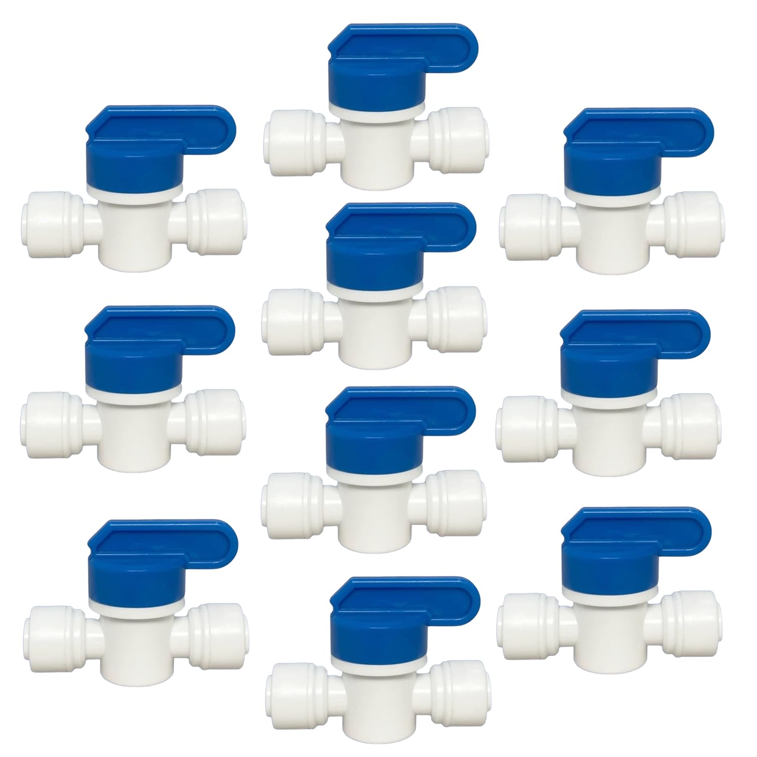 Madavoon 1/4 inch OD Tubing&Hose&Pipe Use Inline Shut Off Ball Valve Plastic Quick Connect Fittings for Water Purifier RODI System (Pack of 10)
