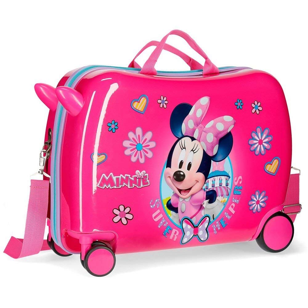 Disney Joumma Disney Minnie Helpers Maleta Cabina, Maleta Infantil, Fabricada en ABS, un Material Resistente, Cuatro Ruedas Dobles de Giro multidireccional, Cierre de combinación Lateral
