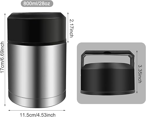 Miniatura 4 de Termo de sopa de 28 oz, termo de acero inoxidable para alimentos calientes, termo de alimentos de boca ancha, frasco térmico de vacío aislado para