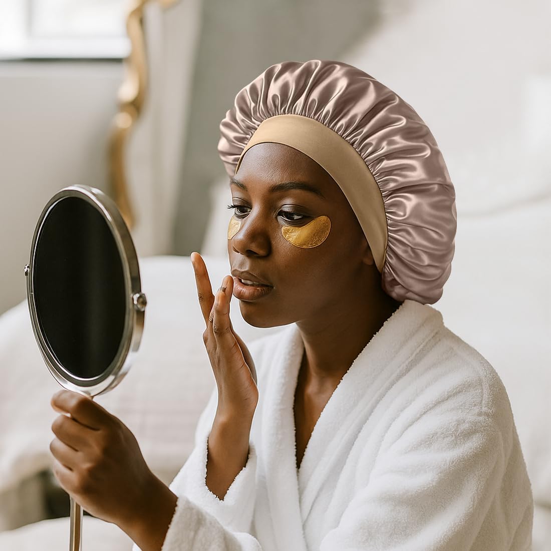 Satin Bonnet Silk Hair Bonnet for Women Large Wide Soft Band Sleep Cap for Curly Hair Braids