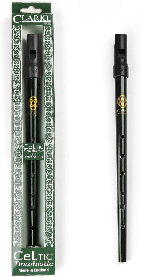 Traditional Metal Ireland Flute Clarke Tinwhistle Irish Whistle Flute in C/D Key (Dark Green D Key)