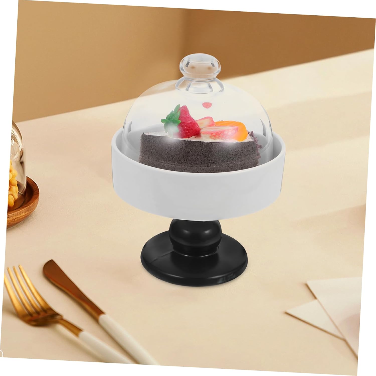 DECHOUS High-foot Ceramic Dessert Bowl with Cover Versatile Serving Dish for Ice Cream Snacks Cakes and More Sturdy Design with Lid for Food Protection for Kitchen and Dining