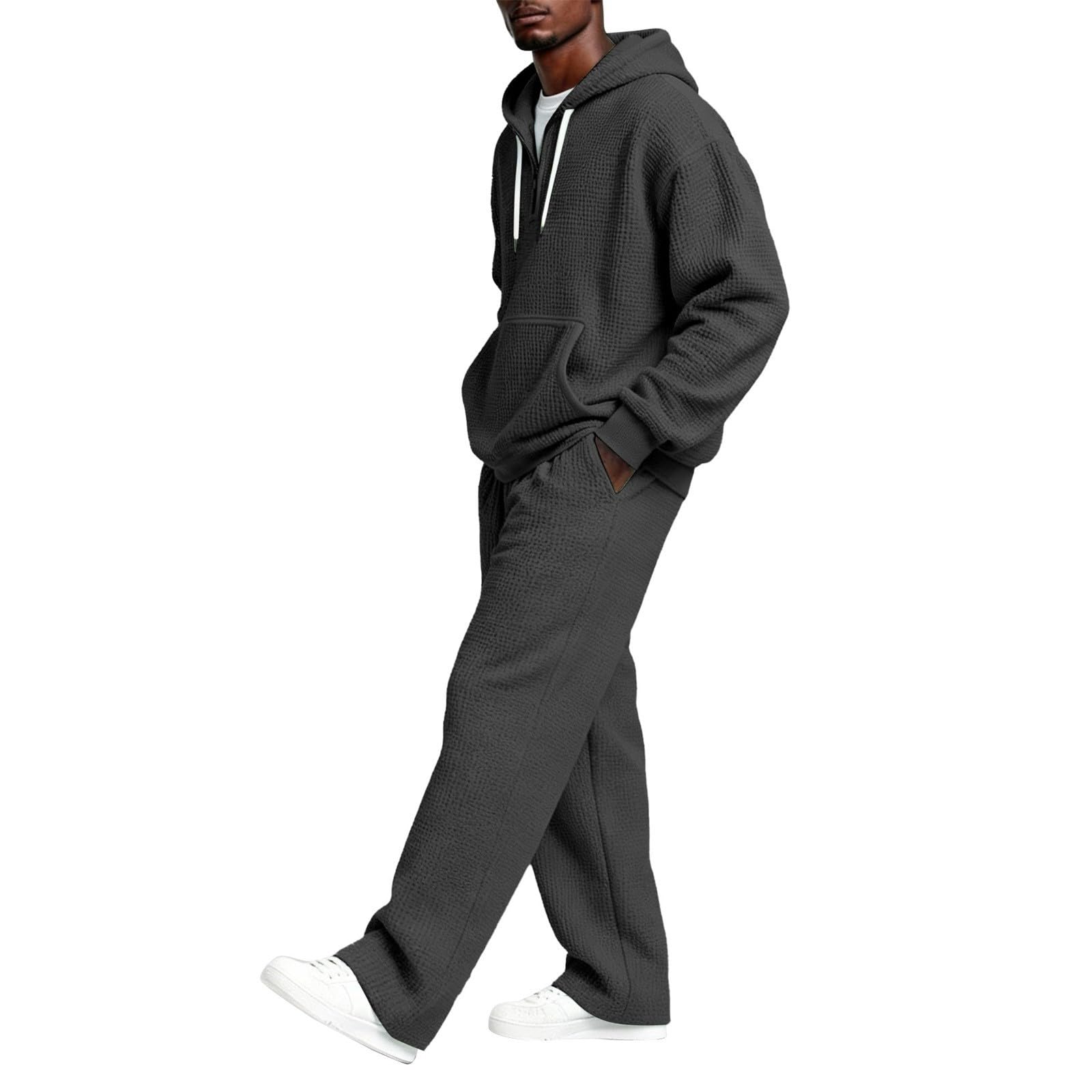 Tuta Completa Uomo Sportiva Hoodie Con Cappuccio E Pantaloni Set