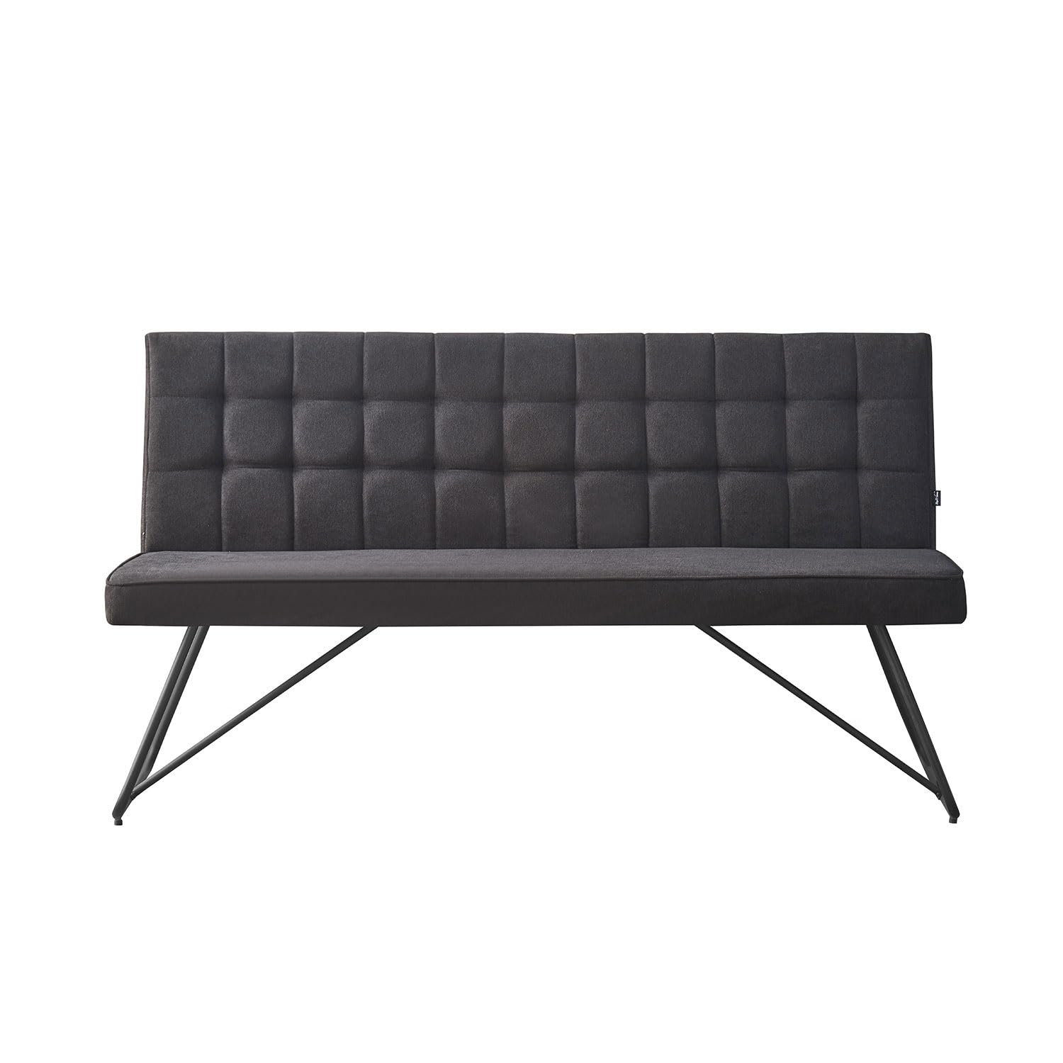 B&D home Sitzbank LINA, Esszimmerbank 140 cm mit Rückenlehne gepolstert für Esszimmer, Flur, Garderobe mit Metallgestell, Industrial modern Design, Anthrazit, 11311-140-ANTR (140 cm)