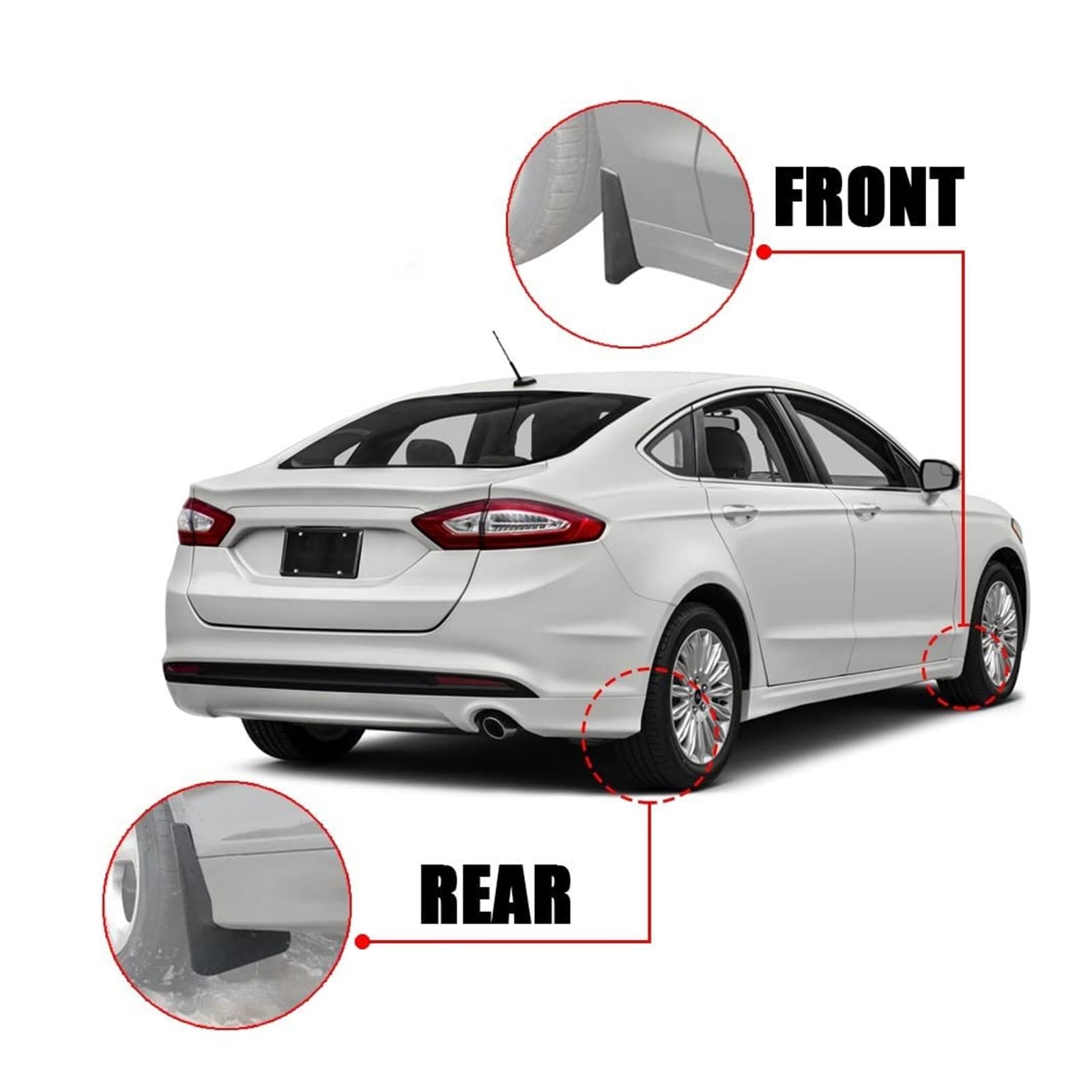 Parafanghi Universali Auto Paraspruzzi anteriori e posteriori stampati Compatibile con Ford Fusion 2013-2018 Per Mondeo 2015
