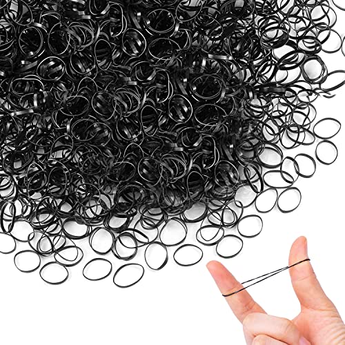 Durchsichtige Haargummis Mini Kleine Haargummis Elastische Haargummi ×300pcs für Kinderhaar Hochzeitsfrisur und mehr. (Black)