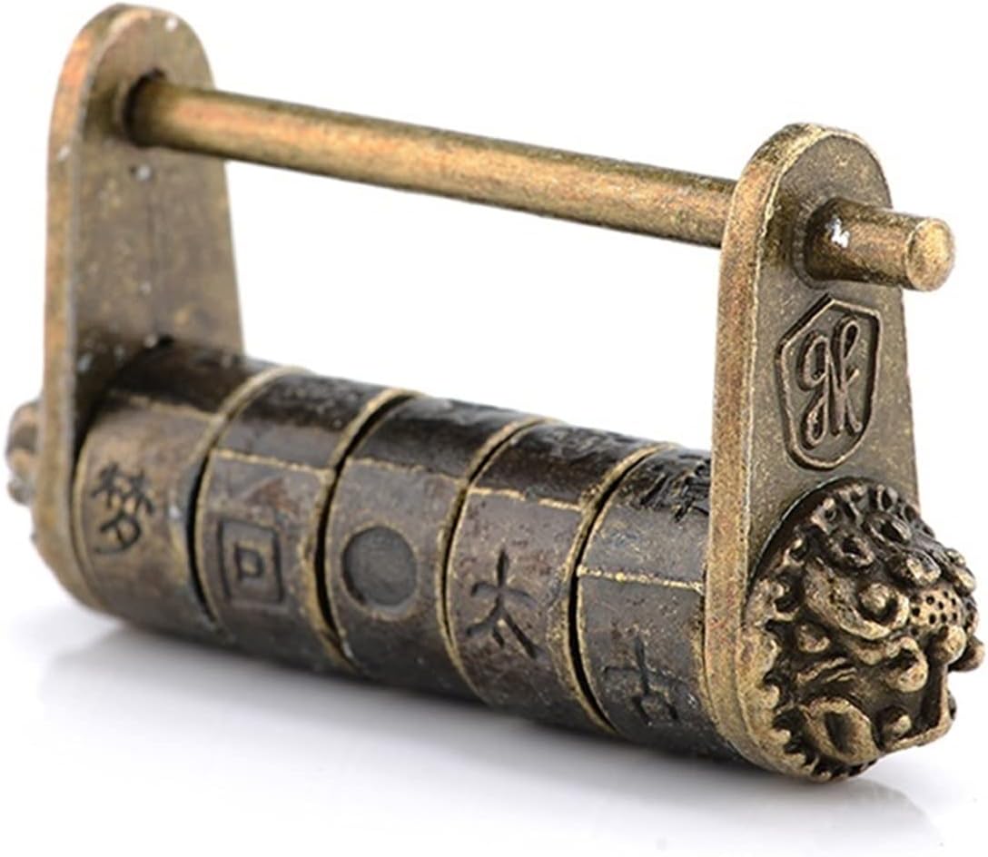 Zinc Alloy Vintage Antique Bronze Combination Password Lock Jewelry Box Padlock 1Pcs