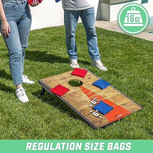 GoSports Official Regulation Cornhole Bean Bags Set of 8 - For Competitive Cornhole Games - All Weather - Red and Blue - Image 4