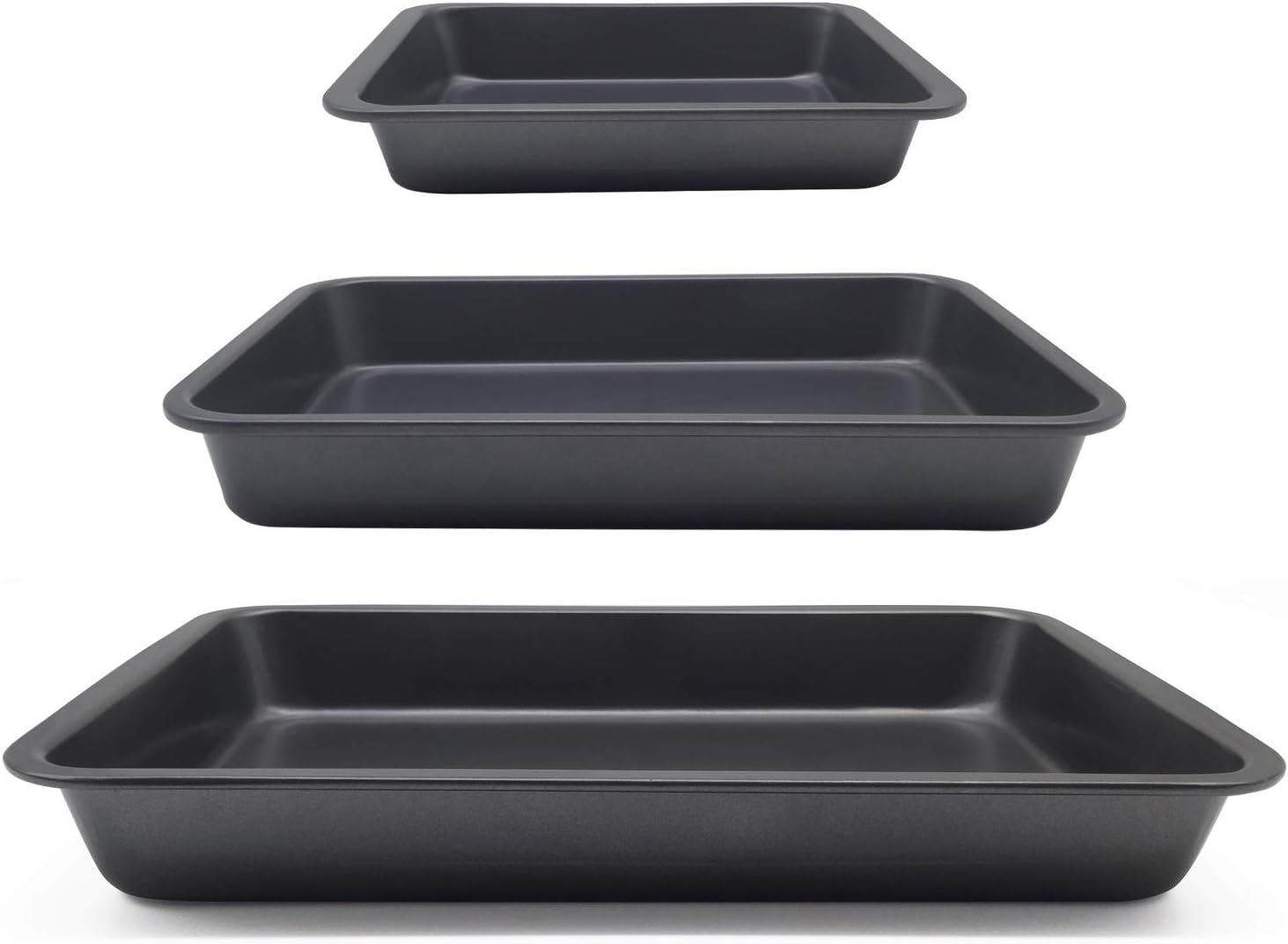 Non-Stick Rectangle Deep Dish Pan, Roaster Oven Baking Pan, Set of 3 Cake Pans, 9x13/8x12/7x9 inch