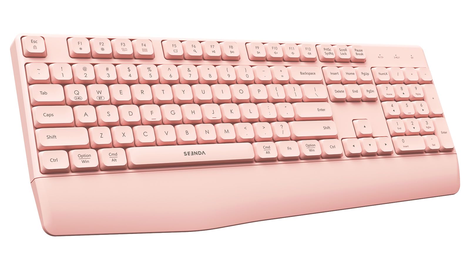 seenda Bluetooth Wireless Keyboard, Wireless Ergonomic Keyboard with Wrist Rest, Multi-Device Bluetooth Keyboard with Number Pad, Full-Size Keyboard for Laptop/MacBook/Mac/Windows, Black — view 10