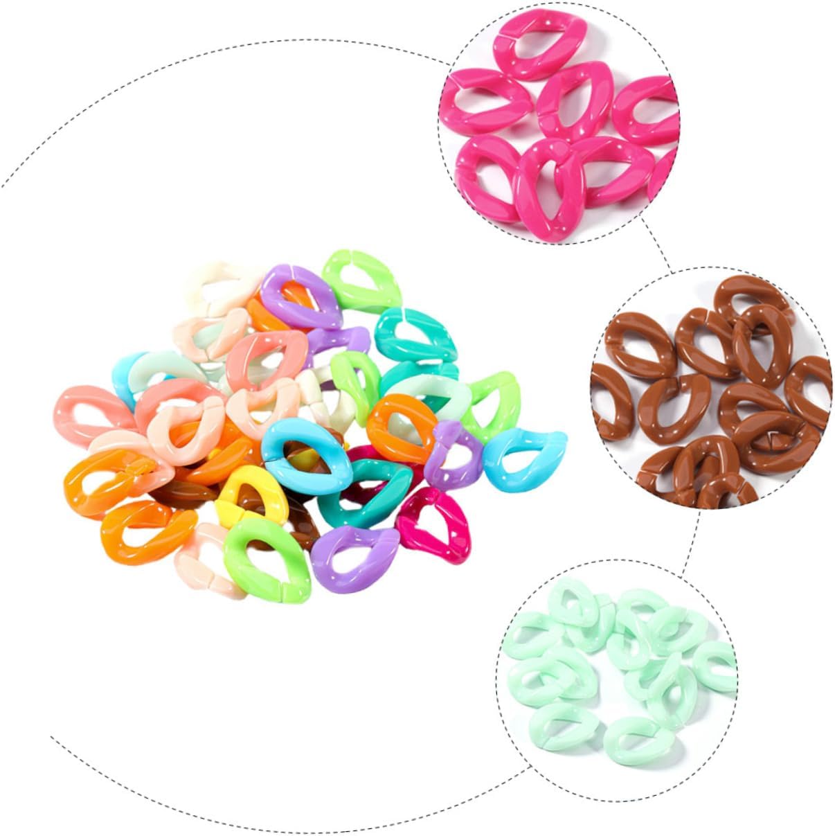 Tofficu 300pcs Plastic Clip Hooks for Craft and Jewelry Making and Separate Chain Links for Creative Projects