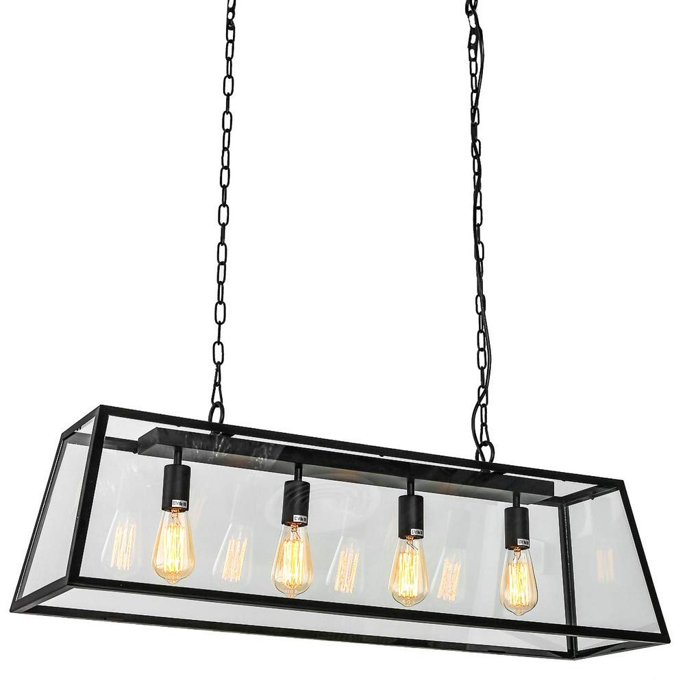 Luminosa Lighting Luminosa Industrial And Retro Hanging Pendant Black Matt 4 Light E27 from B&Q