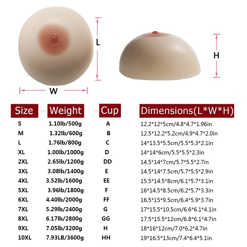 XSWL Forma del Seno in Silicone - Coppia, Seno protesico Rotondo per Crossdresser Protesi per Mastectomia Transgender Cosplay
