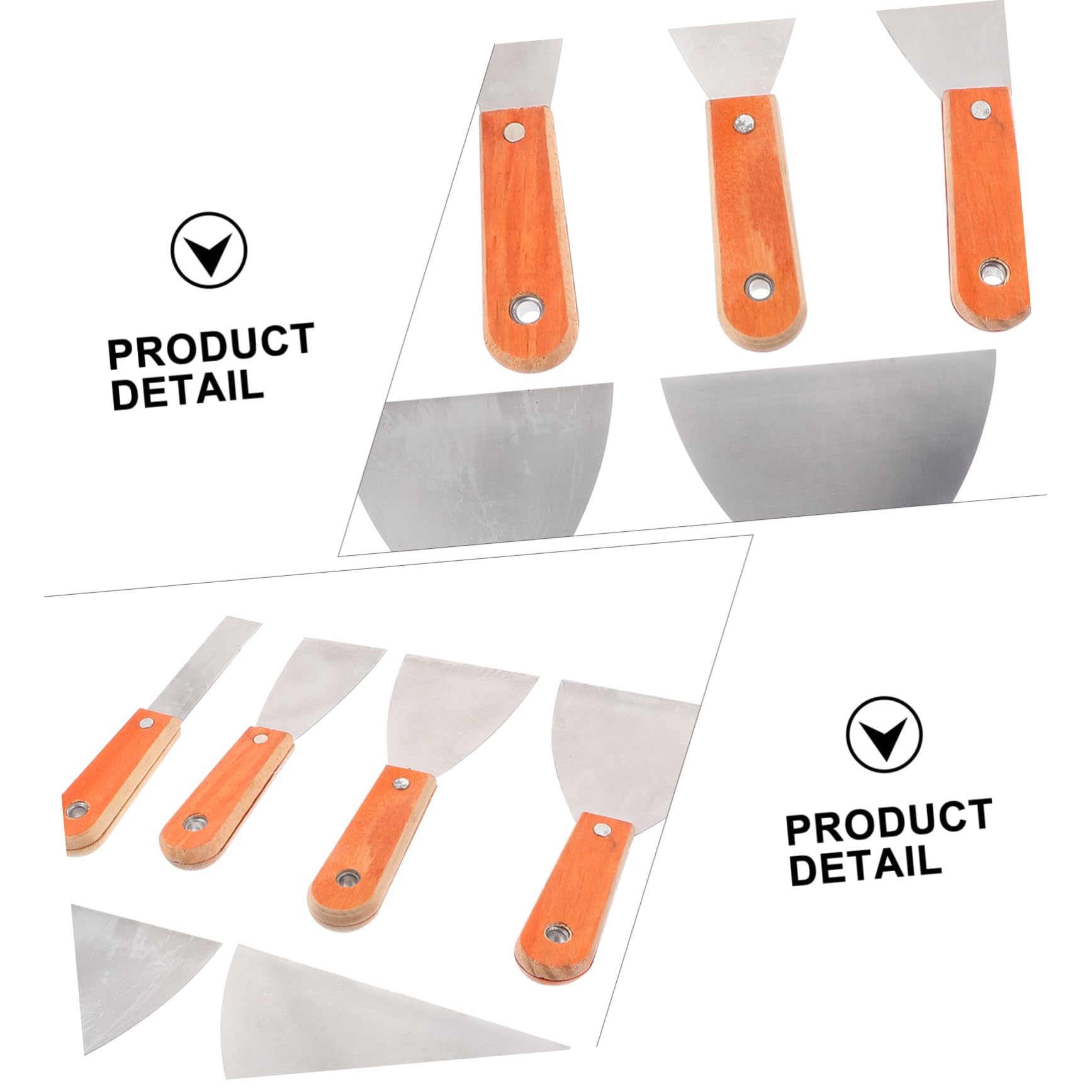 YARNOW 6piezas Espátula Mango De Madera Herramienta Portátil De Llana Cuchillas Para Cortar Masilla Raspador Pulido De Acero Para Acabado De Paneles Para Raspar y Decapar Masilla Trabajos