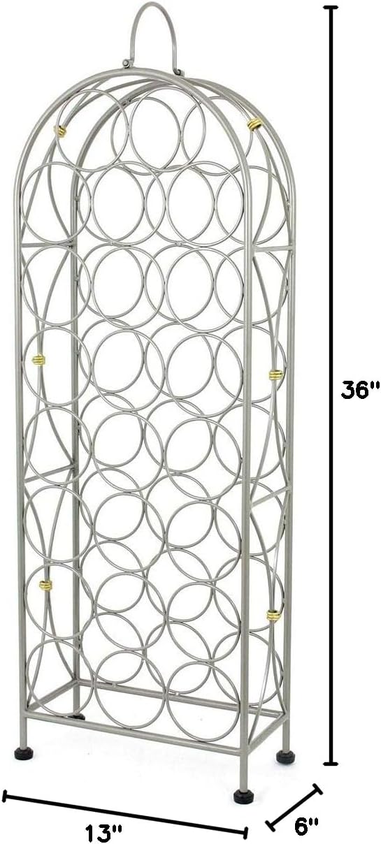 Oenophilia Bordeaux Chateau Freestanding Floor Wine Rack- 23 Bottle Standing Metal Storage, Rustic, Farmhouse Decor, Industrial