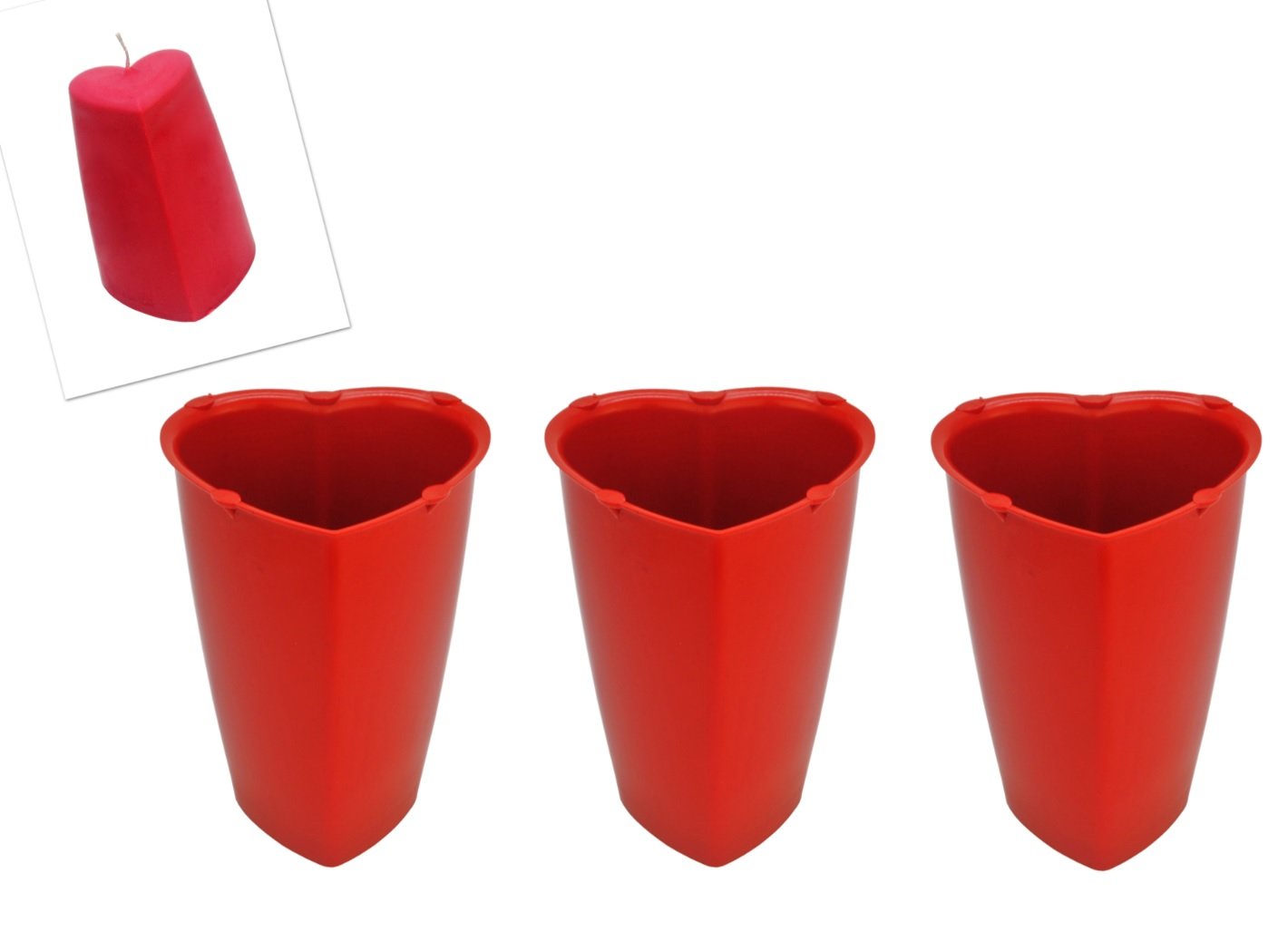 Proops 3x Valentine Heart Shaped Candle Making Moulds, Tapered Sides, 120mm Tall, UK Made. (S7732) Free UK Postage