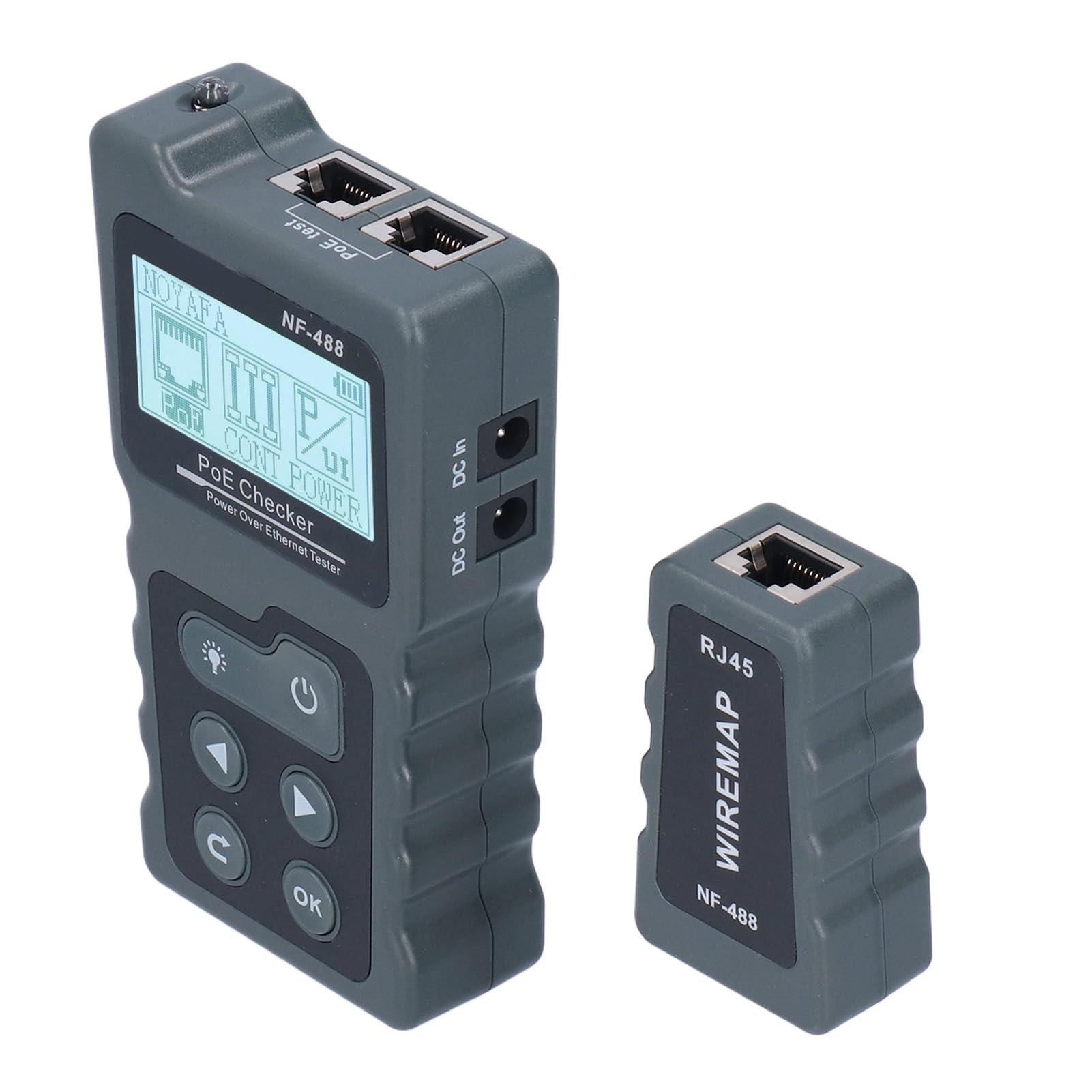 Probador POE de NF-488, Herramienta de Detección LCD, Comprobador de Línea Eléctrica Multifuncional para Dispositivos de Monitoreo de Seguridad, Material ABS Duradero
