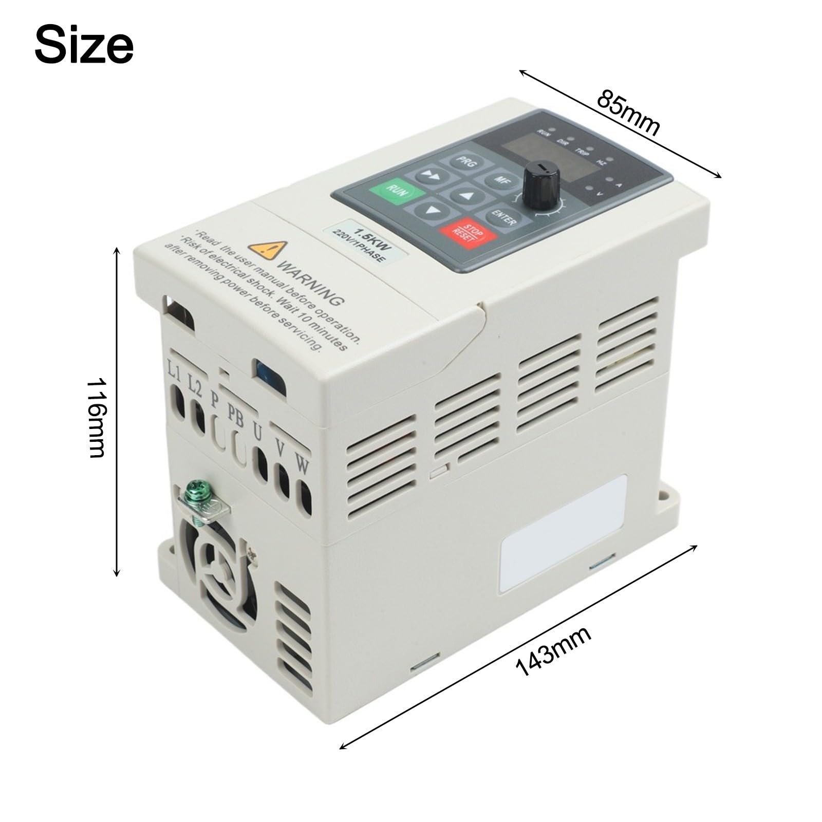 Umrichter Frequenzumrichter 1,5KW 220V Einphasig auf Dreiphasig 7A V/F Regelung mit IPM IGBT Schutz für CNC Pumpen Lüfter Textilmaschinen Industrie JLS-E-2S-1.5GB