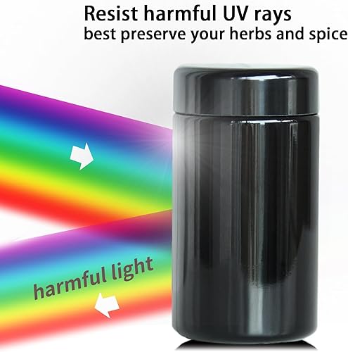 Miniatura 9 de Matoolser Tarro hermético de cristal negro del envase del almacenamiento 33.8 fl oz 2 oz con la protección UV para el café de la especia