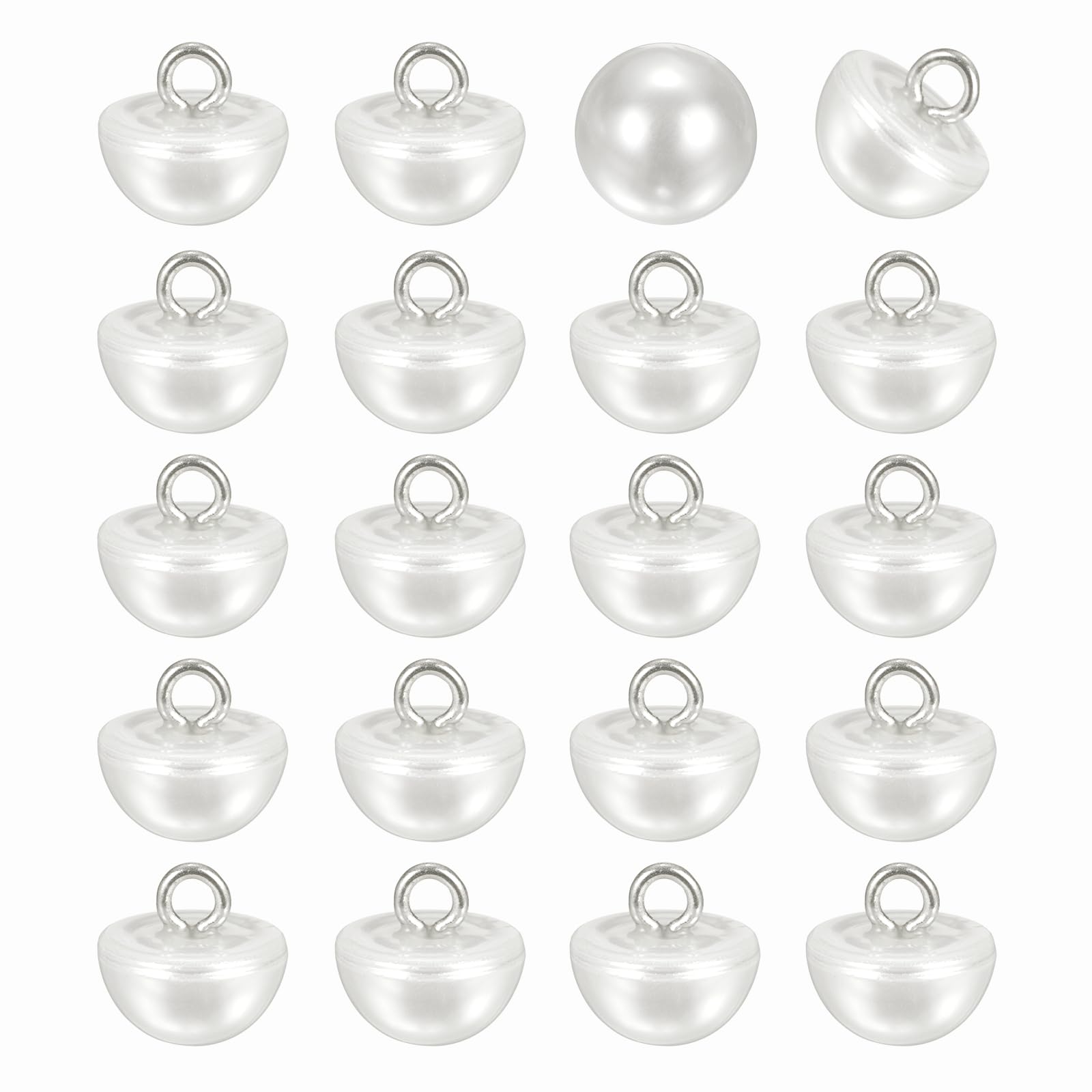 sourcing map 20pcs 18L Round Faux Pearl Buttons 11.5mm 4/8" Half Ball Dome Metal Shank Sewing Buttons Replacement DIY Small Button for Clothing Bridal Wedding Dress DIY Crafts, Pearl White
