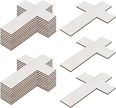 36 Pieces Unfinished Wood Crosses Blank Wood Cutouts Unfinished Wood Gift Ornaments Cross Shaped Wood Pieces for DIY Craft Projects Decoration Etc