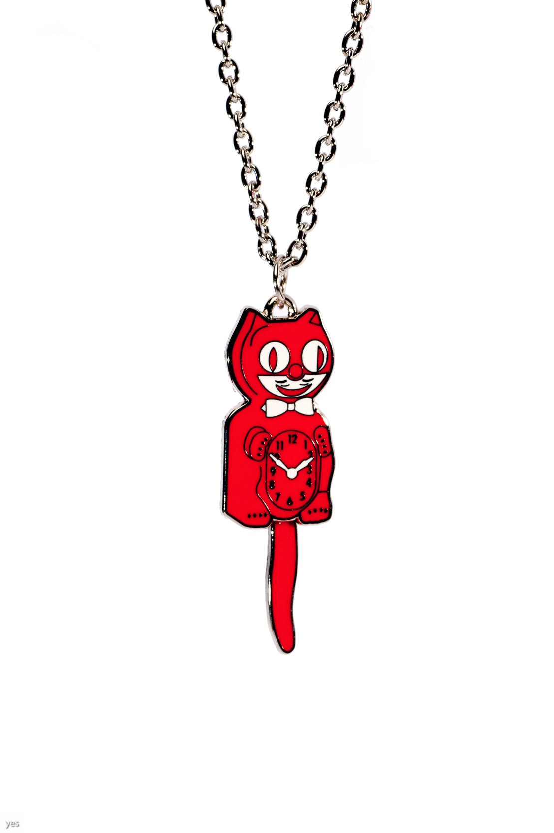 Kit Cat Klock Necklaces (Red & Silver)