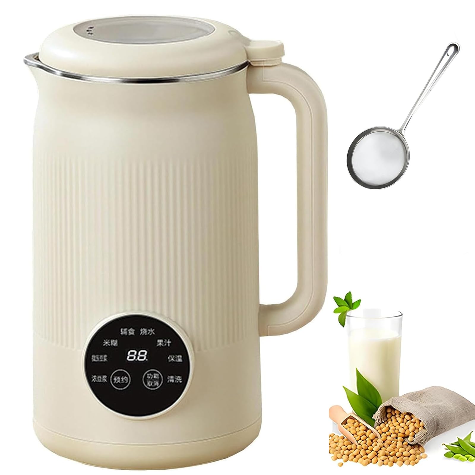 Nut Milk Maker 1,2 l automatyczna maszyna do mleka migdałowego owsianego sojowego, 12-ostrzowy, timer 18h, utrzymuje ciepło, samoczyszczący się blender do mleka na bazie roślin do domu