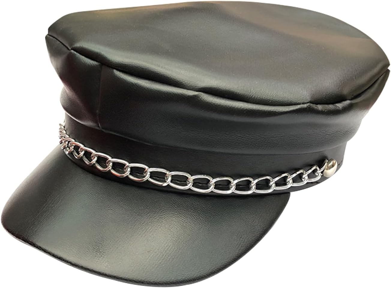 RmKbe Biker Hat with Chain Men's Adult Biker Hat Biker Punk Rocker Cap ...
