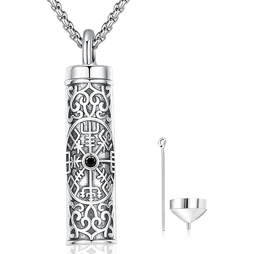 Aniu Cremation Jewelry for Ashes S925 Sterling Silver Urn Necklace Memorial Necklace for Human Ashes of Loved Ones Keepsake Locket Pendant for Men Women