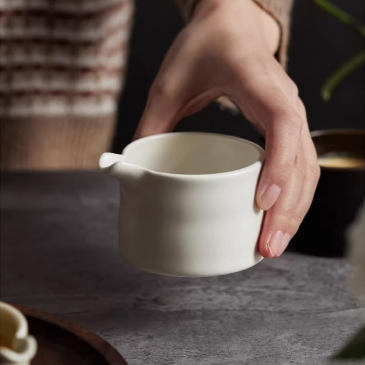 Salsiera Perfetta Per Salse Ciotola For Condimento In Ceramica For Bistecca, Secchio For Salsa, Semplice E Occidentale Nordico, Tazza For Caffè Latte Ristoranti E Feste(Grün)