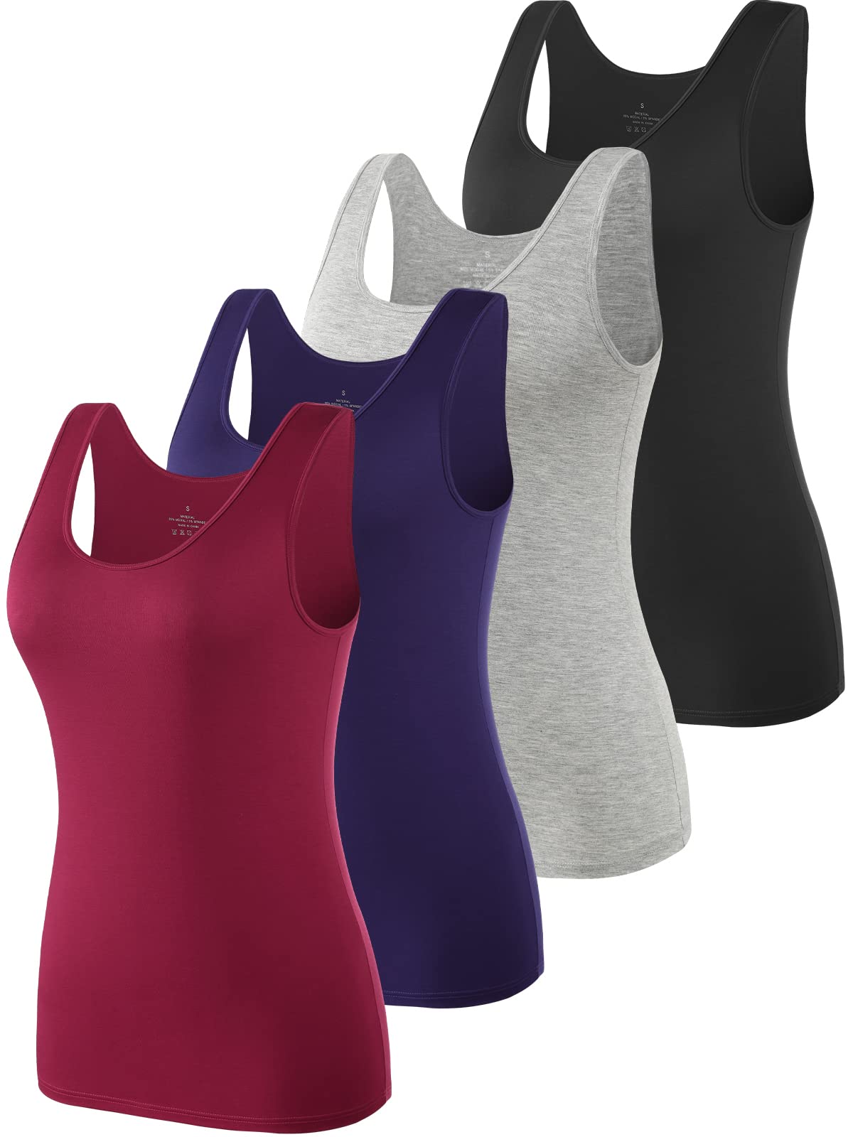 Ymmchy Tank Tops für Damen Unterhemd Stretch Workout Tops 4-er Pack