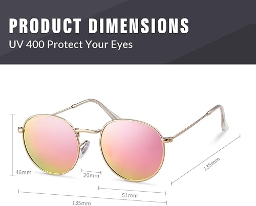 Miniatura 4 de GIFIORE Gafas de sol redondas pequeñas polarizadas para mujeres y hombres, clásicas retro vintage UV400