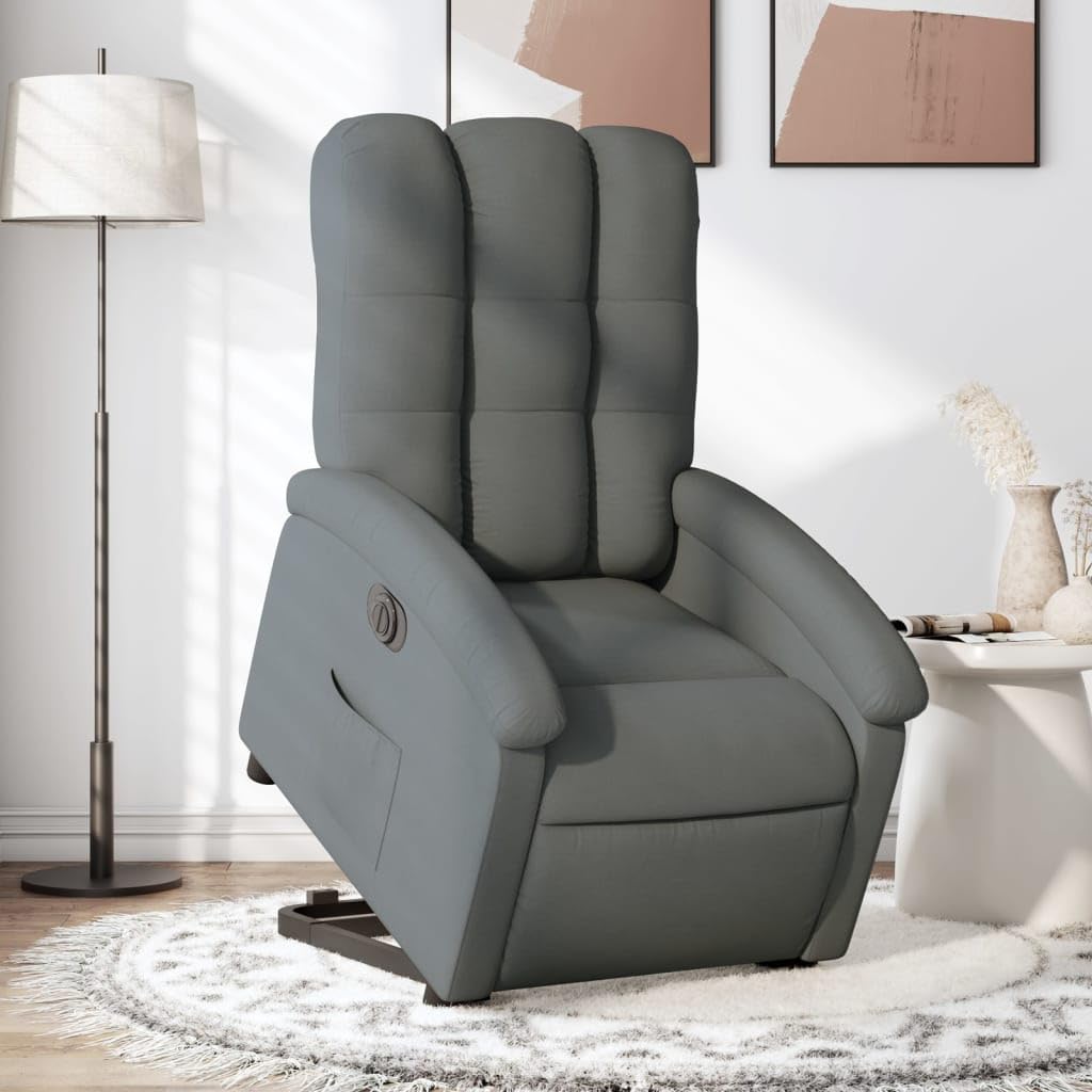 Poltrona Alzapersona Reclinabile Elettrica Grigio Scuro Tessuto,Poltrone Reclinabili per Soggiorno,Poltrona Alzapersona,Poltrona Relax-3204117