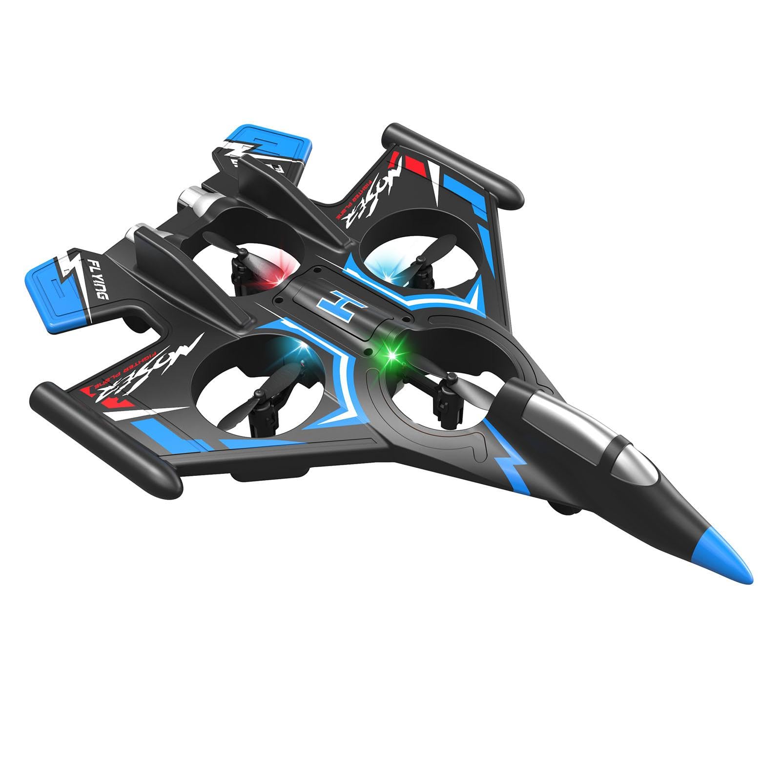 Avión RC de Espuma, Planeador de, a Prueba de Colisiones, Evita Obstáculos, Modelo de Avión de de Control Remoto de 2,4 GHz, Azul con 2 Batería