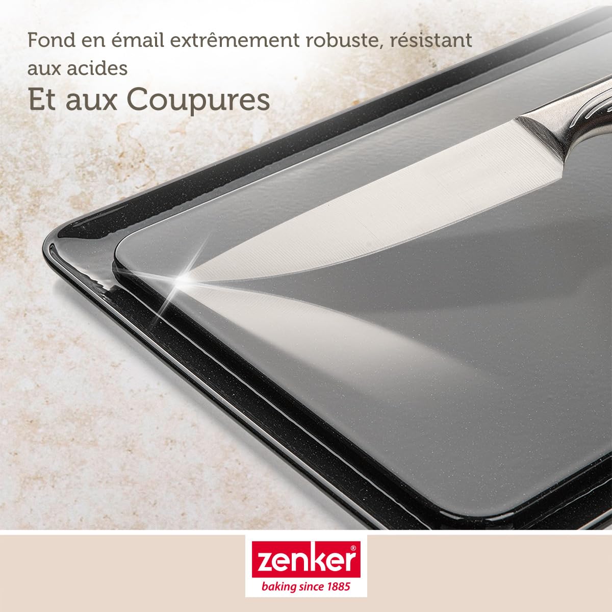Zenker 7022 Moule à gâteaux rectangulaire à charnière, Moule Rectangle, Plat à Four, Plat à gratin, Moule à gâteaux avec Plateau, Acier émaillé, 42 x 29 cm, Noir