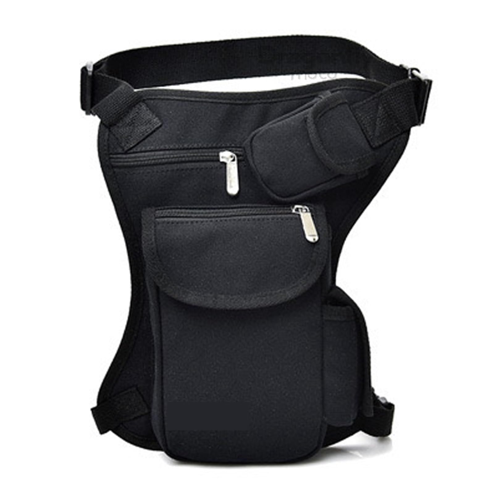 Bolsa Pierna Moto Riñonera de Nailon for Hombre, Estilo Informal, for Montar en Motocicleta, for el Muslo, for Viajes y riñonera(Black)