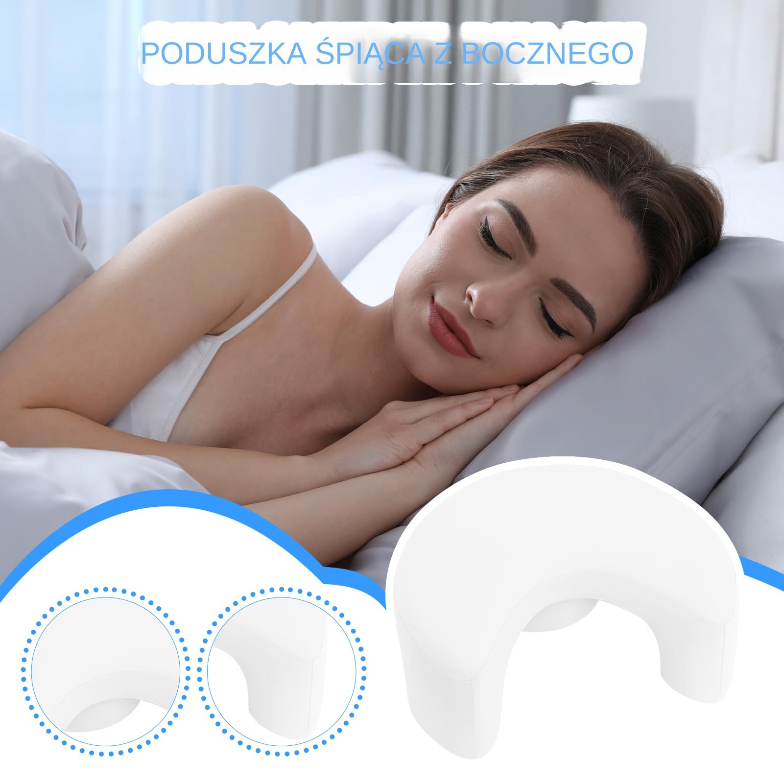 Side Sleeper Pillow, Shoulder Support Cushion, Relieve Tingling Sensations in Arms for Sleeping, Orthopedic Knee & Body Alignment Aid, Ergonomic Bed Cuff Rotator, Hotel, Home, 20.47x16.54x6.69 inches