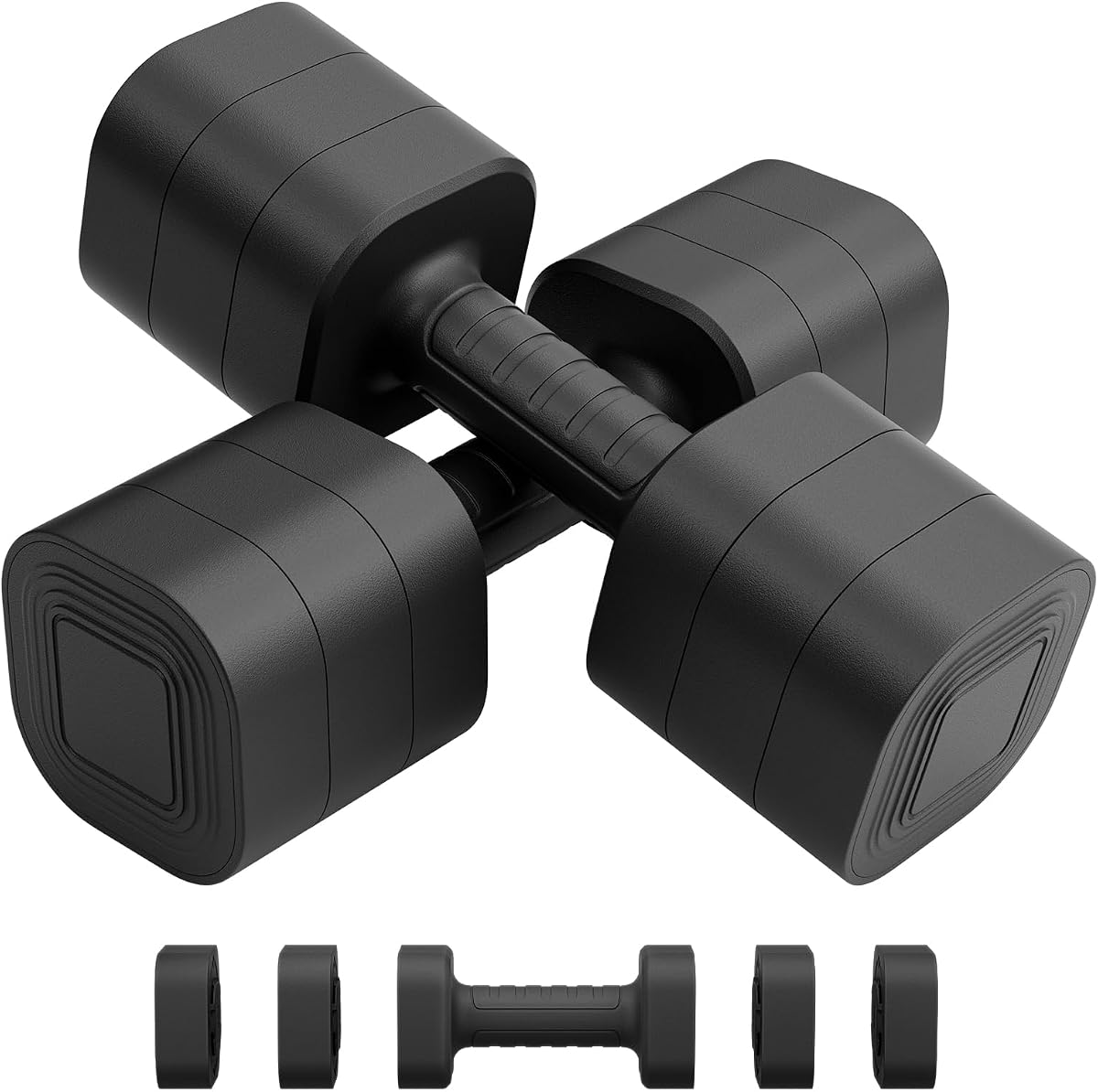 Juego de 2 mancuernas ajustables, pesas para hombres y mujeres en casa | Mango antideslizante, juego de pesas y mancuernas, 2 lb/3 lb/5 lb/10 lb/15 lb/20 lb para pilates, yoga, entrenamiento de fuerza