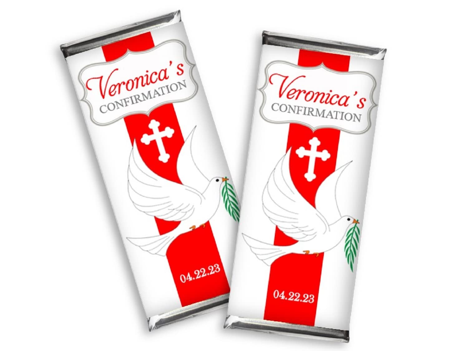 Confirmation Bar Wrappers -Personalized Wrappers for Chocolate Bars-Confirmation-Religious Catholic Event-Ordination (Set of 12) Chocolate Not Included