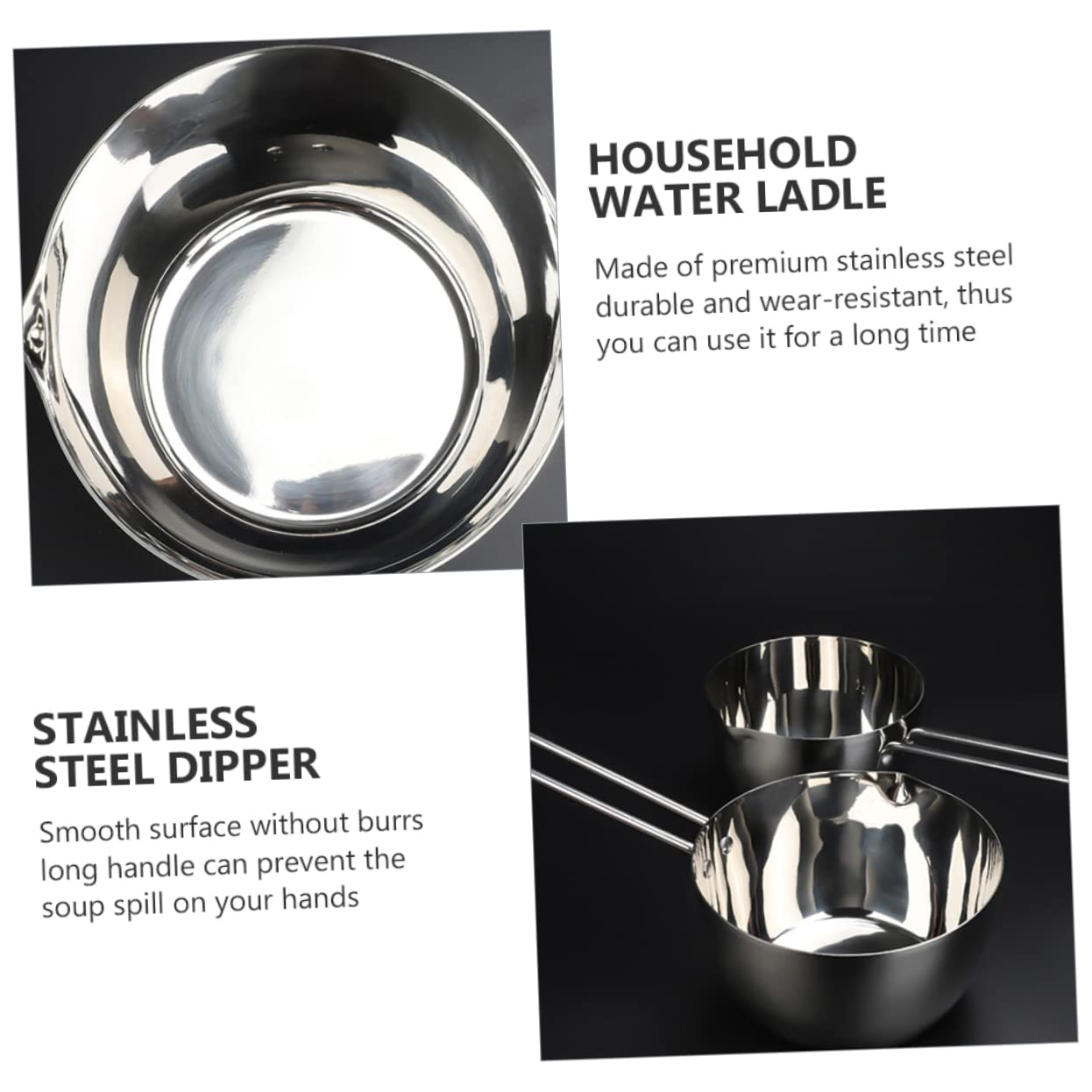 MAGICLULU Mestolo per Acqua in Acciaio Inox Manico lungo Ergonomico e Resistente, Mestolo Cucina Argento per Ristorante e Uso Domestico
