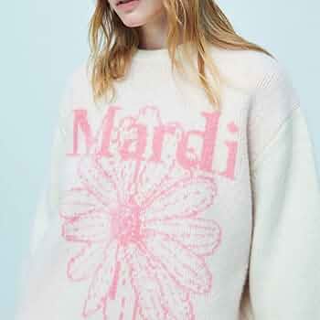 Mardi マルディメクルディ シグネチャープリント ニット グレー 韓国 Mardi Mercredi ニット セーター CASHMERE CREW NECK