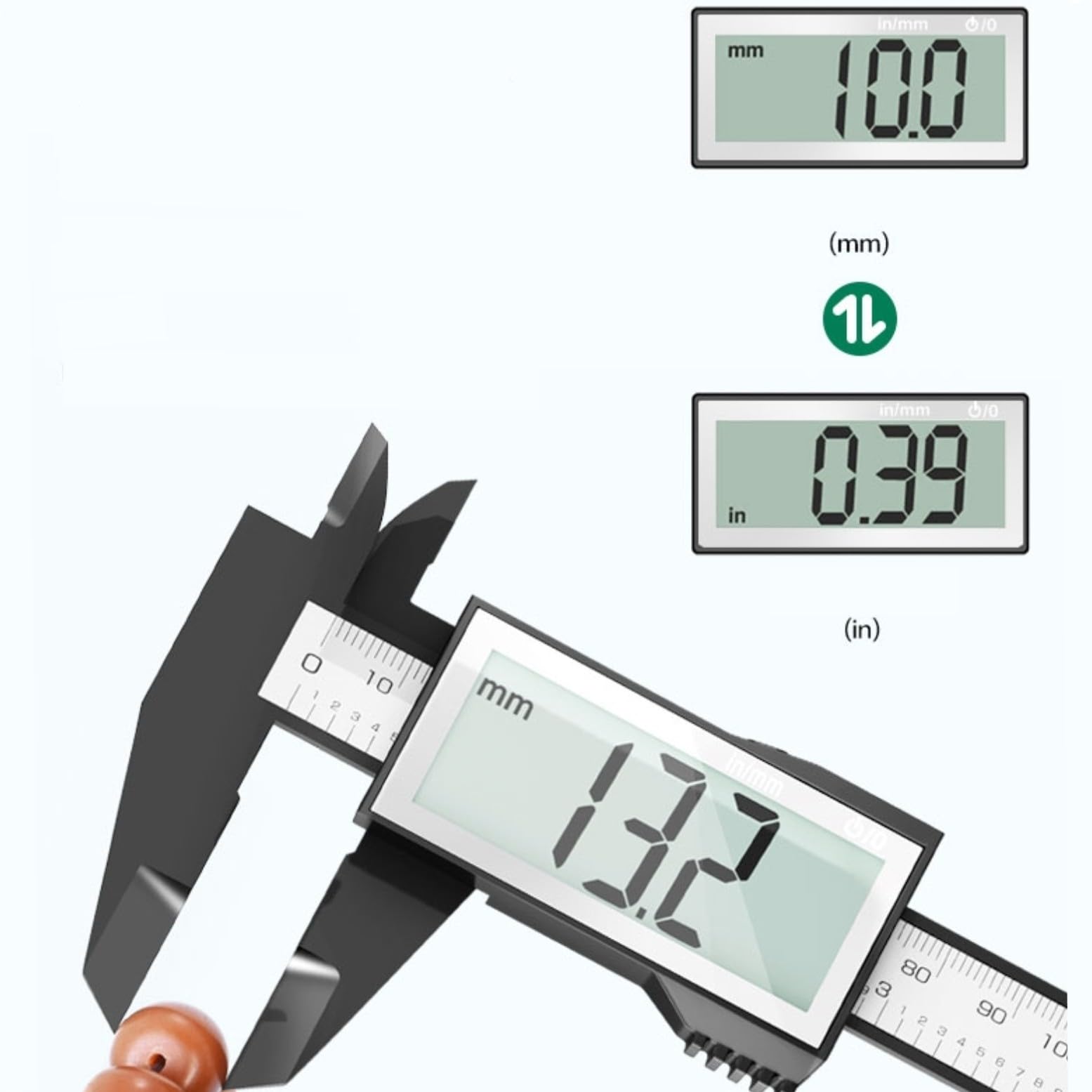 JZK calibro digitale elettronico da 150 mm in plastica con grande schermo LCD, 15 cm 6 pollici conversione metrica in pollici, misuratore di profondità, strumento di misura per diametro interno