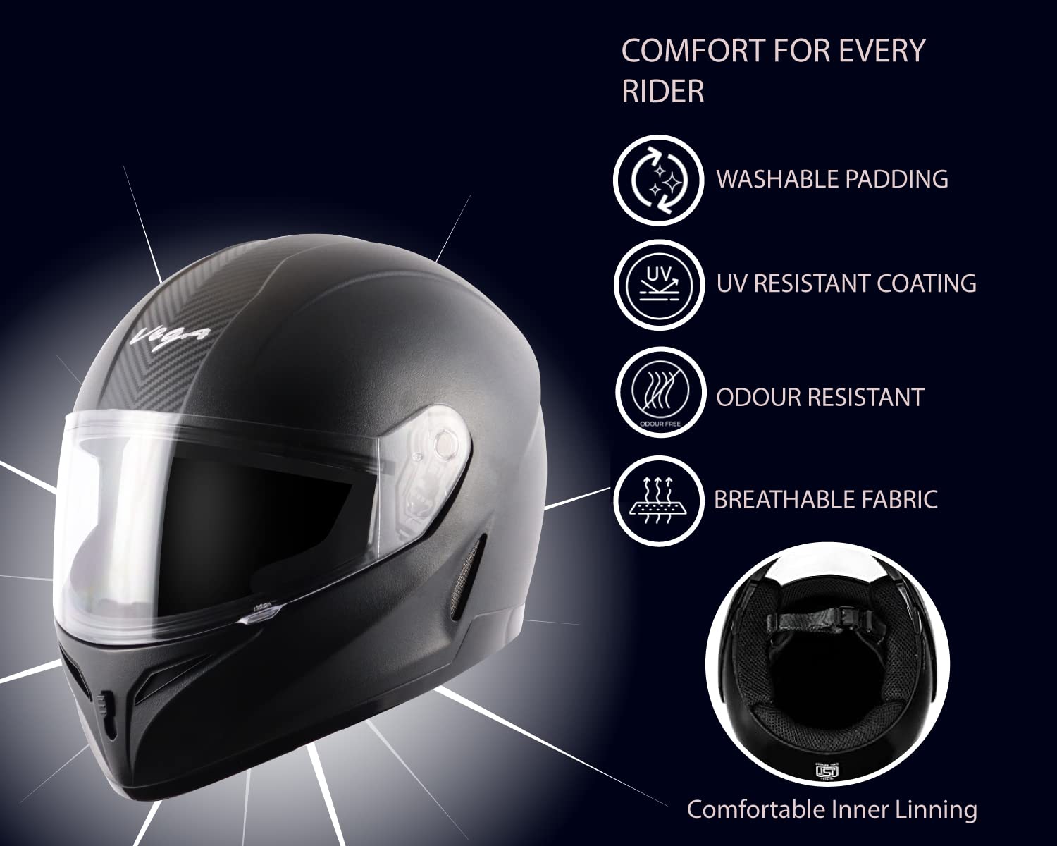 Vega Breeze Black Helmet-M