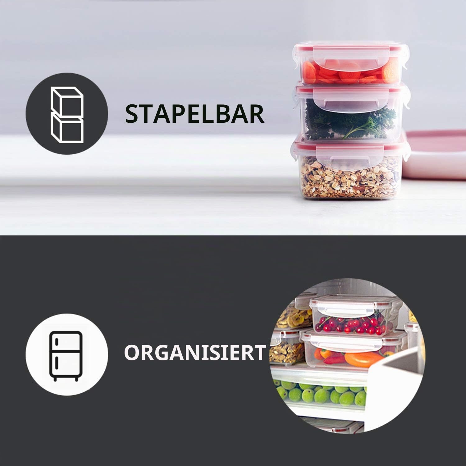 Xeonic 12 Stück Lebensmittelbehälter mit Deckel – Lebensmittelaufbewahrung mit Deckel – Kunststoffbehälter mit Deckel – Lebensmittelaufbewahrung – Lebensmittelbox Lunchbox Meal Prep Container