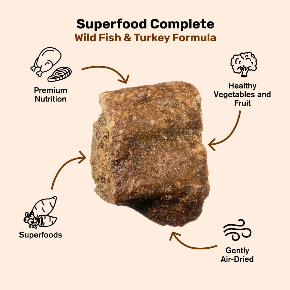 BADLANDS RANCH - Superfood completo, cibo per cani adulti essiccato all'aria - High Protein, Zero Fillers, Superfood Nutrition di Katherine Heigl (24 once. Formula di pesce selvatico e tacchino)